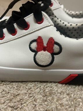 Disney Minnie Mouse White Sneakers with Red and Black Accents